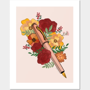 Floral ink pen Posters and Art